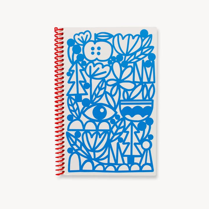 Lisa Congdon Art & Illustration - Wholesale Journal/Diary - Blank Journal with Red Spiral - Manzanita Blue1