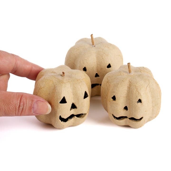 Factory Direct Craft - Wholesale Decorative Tabletop Object - Paper Mache Halloween Jack O' Lantern Pumpkins - Bag of 3