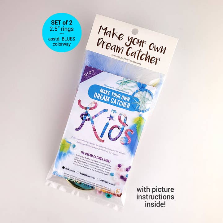 Dream Catcher 2.5" Kids Kit - Blues for wholesale by Monague Indigenous Crafts & Gifts