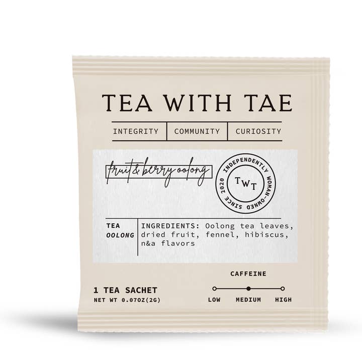 Tea with Tae - Wholesale Tea Bags - Fruit & Berry Oolong Tea - Individually Wrapped Tea Bag