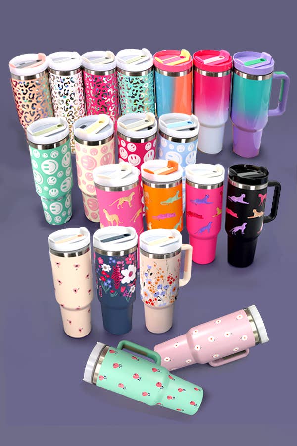 JOSSLYN by wall to wall - Wholesale Insulated Mug/Tumbler - 40oz STAINLESS STEEL TUMBLER FLOWER3