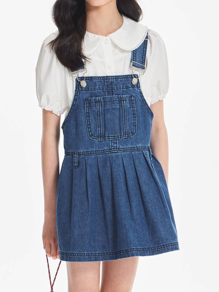 Girls Classic Denim Overall Dress Casual Outfit for wholesale by Suhkasana