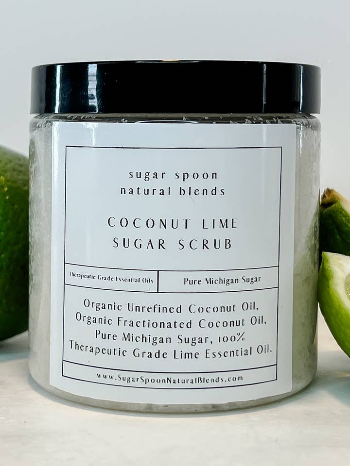 Coconut Lime Sugar Scrub 8 oz for wholesale by Sugar Spoon Natural Blends