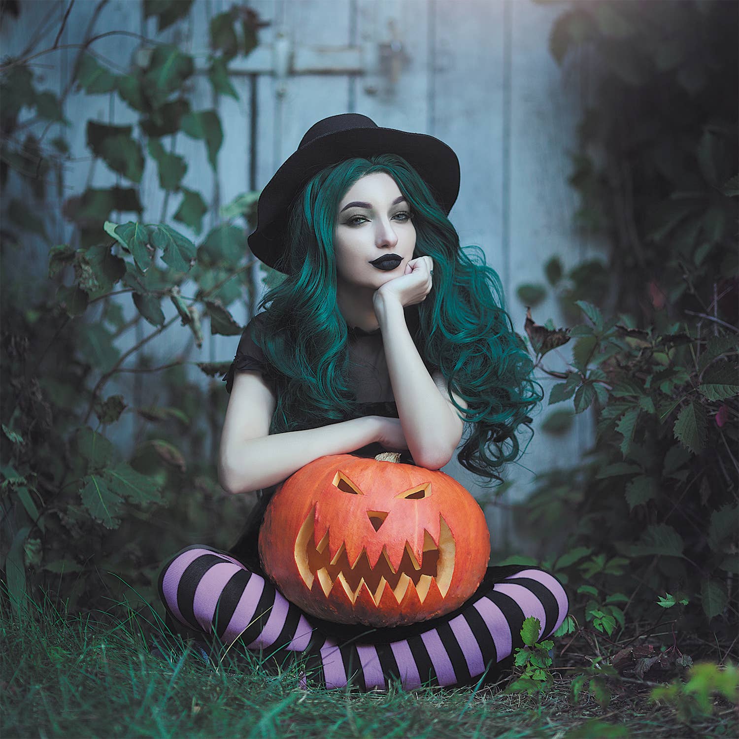 Party Pro - Wholesale Costume - Unisex - BLACK/PURPLE STRIPED PANTYHOSE2