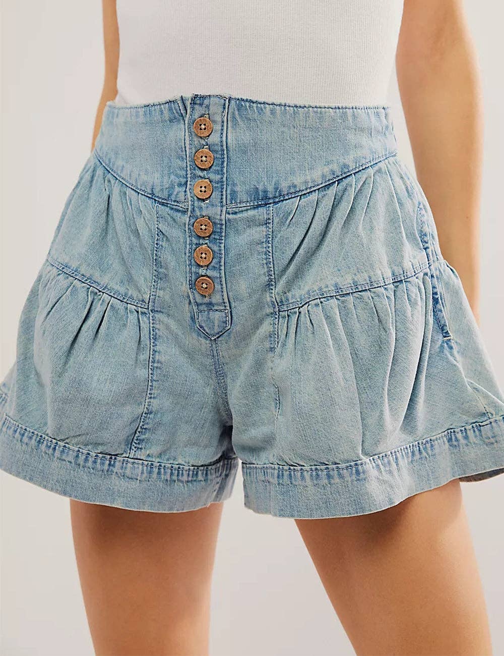 Sweetkama - Wholesale Shorts - Women's - Ladies Solid Color Cotton Denim Shorts SKS40811