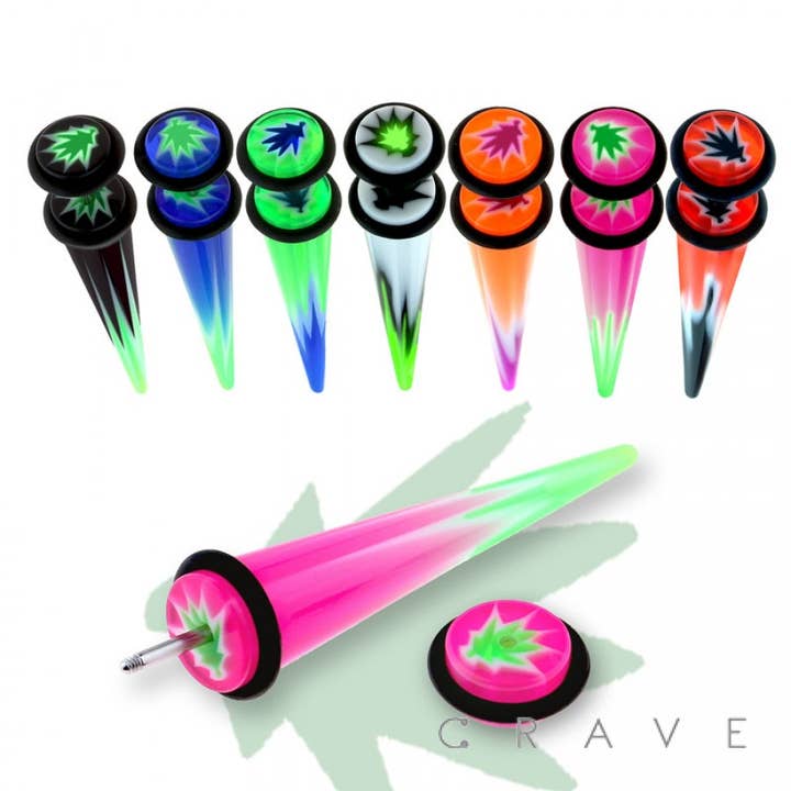 CRAVE BODY JEWELRY - Venta al por mayor Cadena para cara/cuerpo - CONO FALSO ACRÍLICO CON MÁRMOL DE MARIHUANA