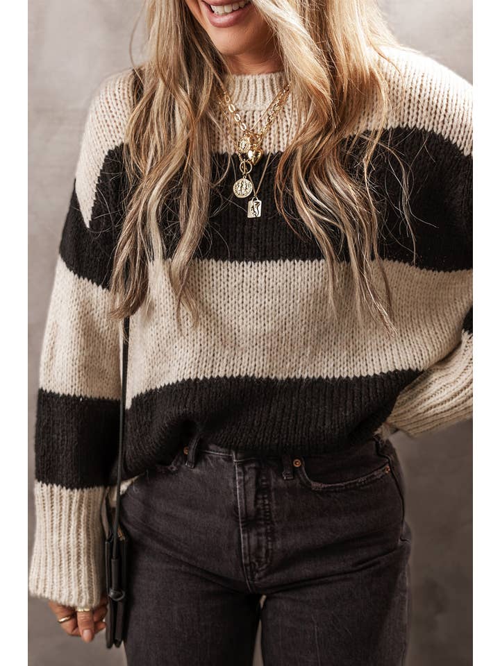 Little Daisy Closet - Wholesale Knit Sweater - Women's - LDC Colorblock Pullover Loose Sweater