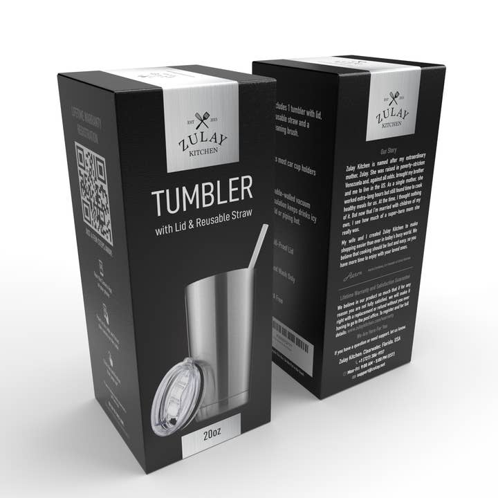 Zulay Kitchen - Wholesale Insulated mug/tumbler - Stainless Steel Insulated Tumbler With Lid and Straw - 20oz30