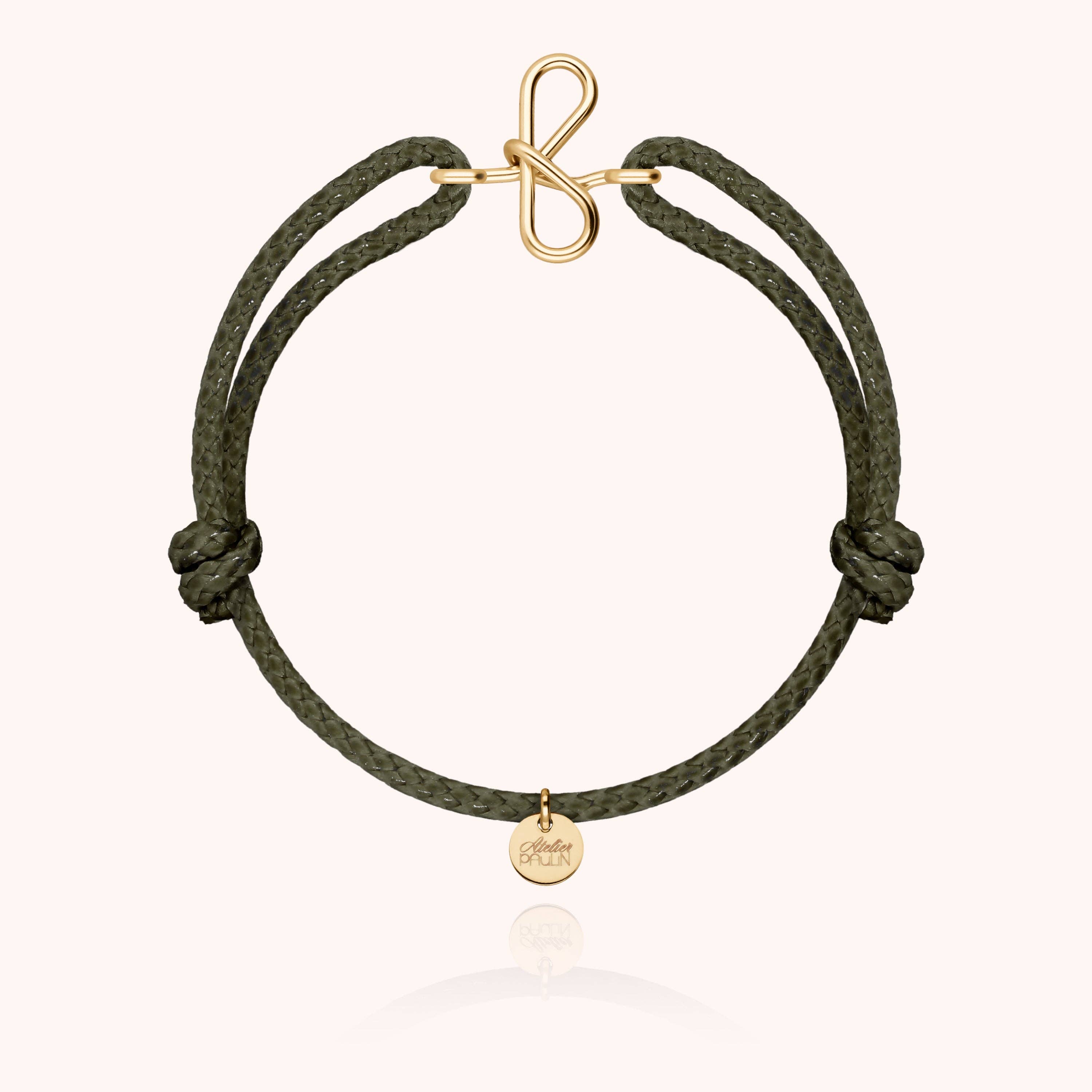 Atelier Paulin - Wholesale Woven/Braided Bracelet - Men's Waxed Cord Initial Bracelet - Yellow Gold Plated87