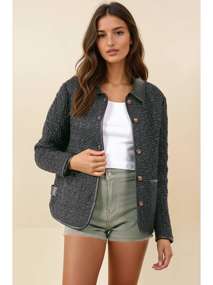 Doe and Rae - Wholesale Jas - Dames - Dekbedovertrek van veganistisch leer met knoopsluiting - 10631J1