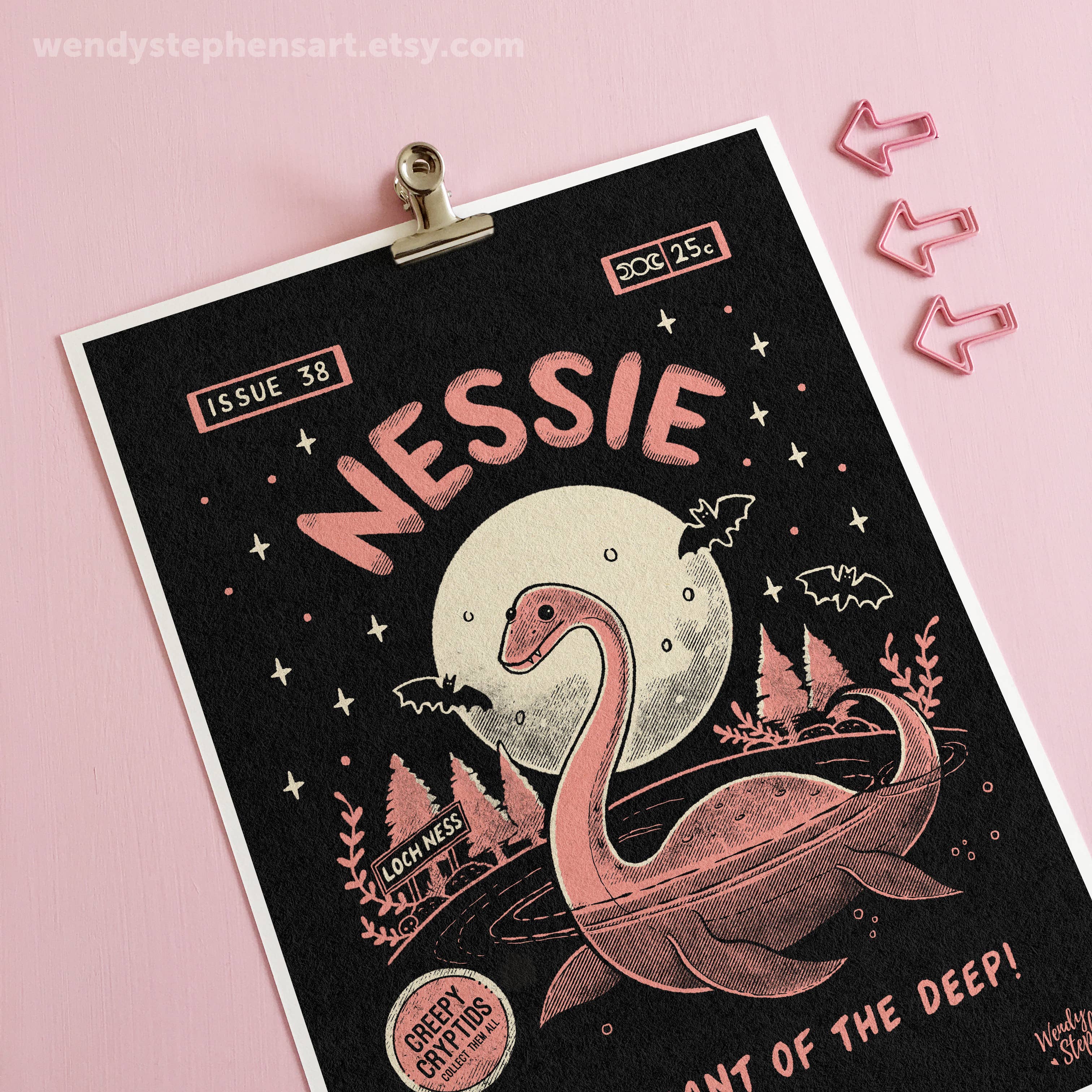 Wendy Stephens Art - Wholesale Art Print - Nessie Loch Ness Cryptid  Gothic Art Prints0