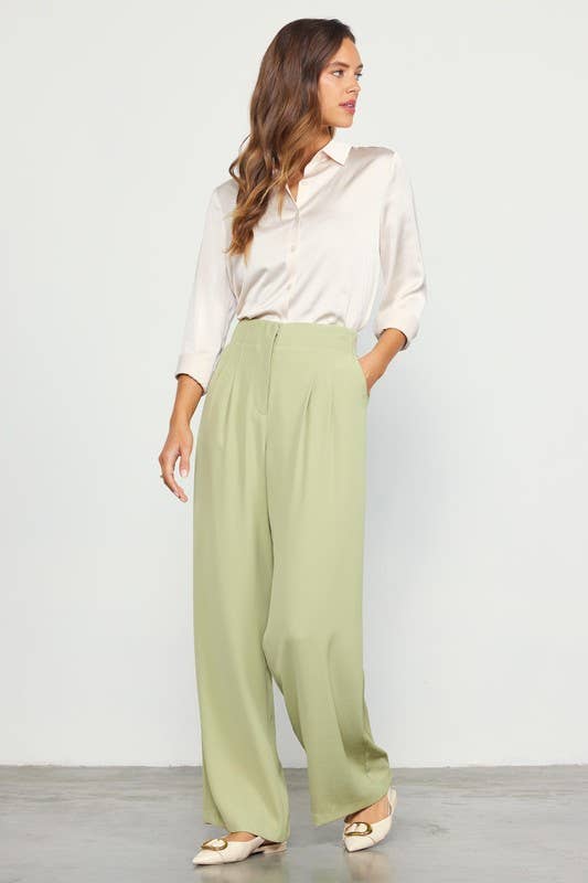 SKIES ARE BLUE - Wholesale Pants - Women's - Recycled Pintuck Wide Leg Pants
3