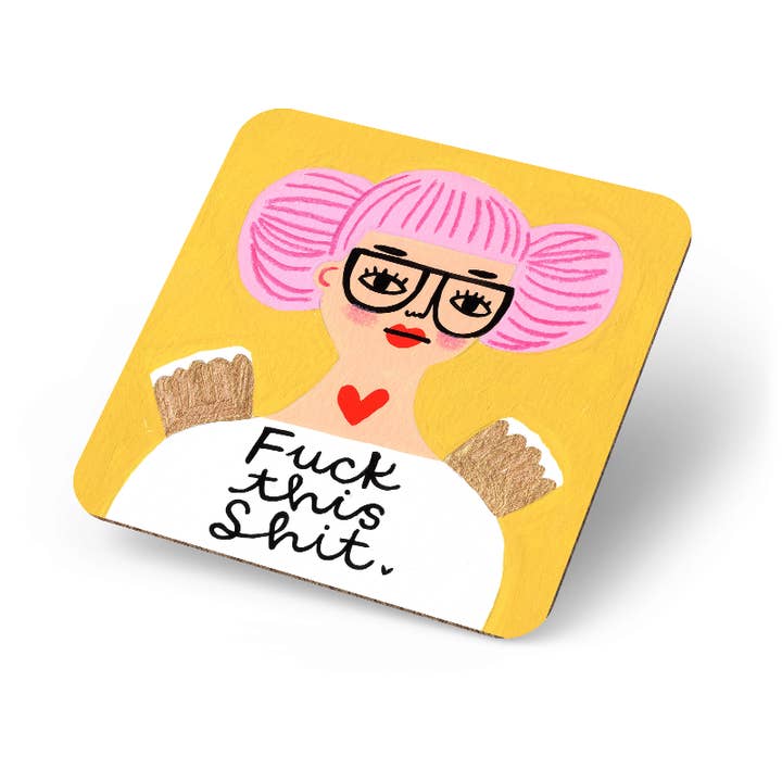 Fuck This Shit Grumpy Angel Coaster for wholesale by Disrupted Industries