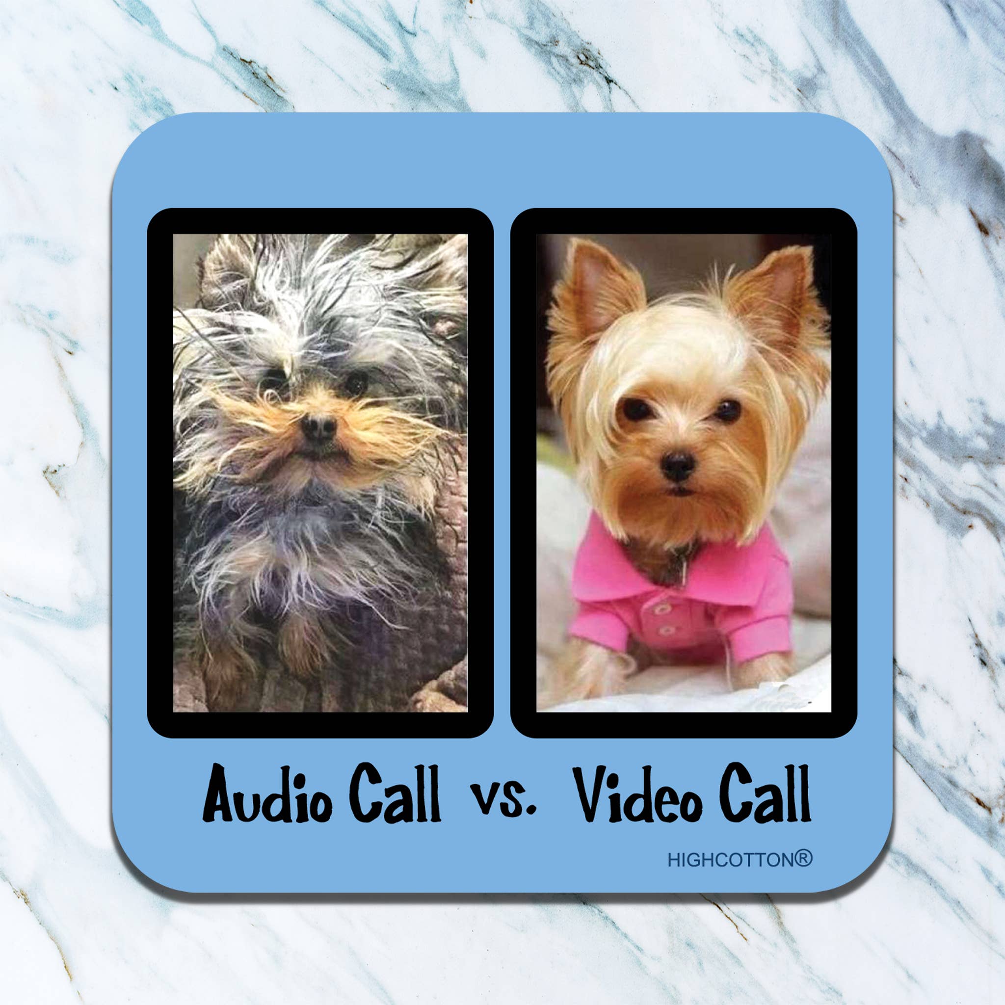 High Cotton Gifts - Wholesale Coasters - Audio Call VS Video Call Coaster