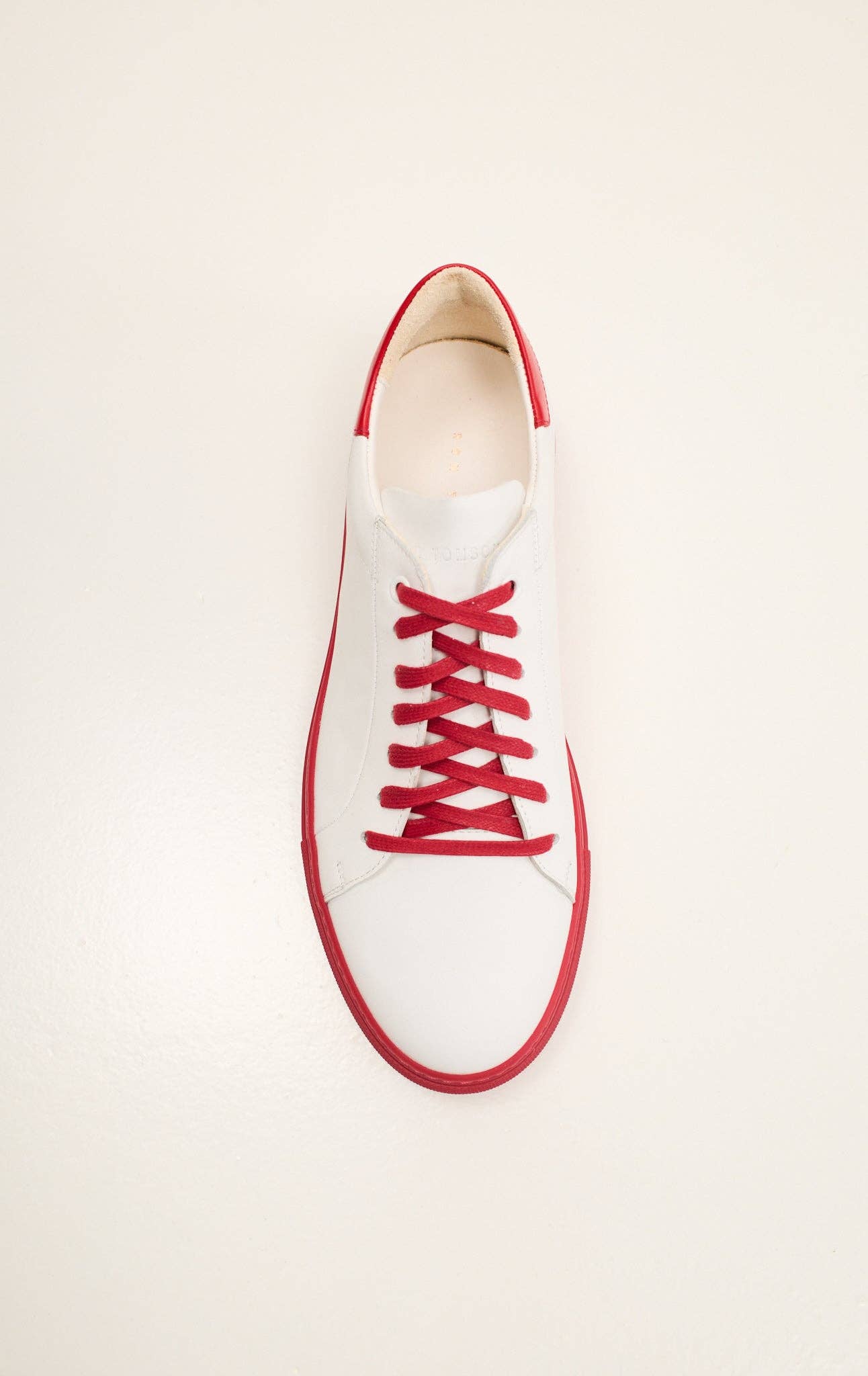 BLANC ROUGE Espadrilles de sport en cuir véritable pour hommes - blanc rouge en vente sur Faire4