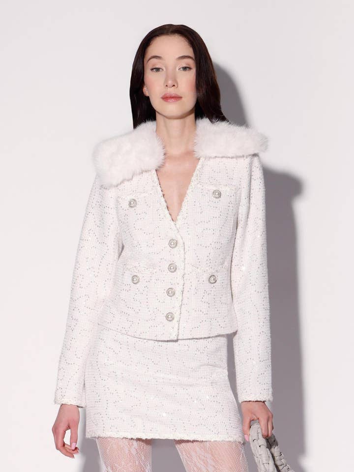 Hellen Jacket, White Sparkle Tweed for wholesale by Walter Baker