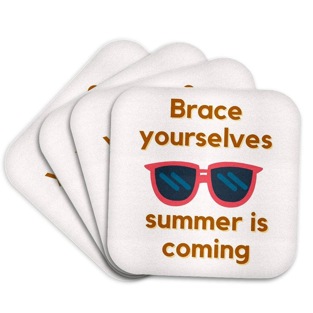 3dRose - Wholesale Coasters - 3dRose, Image of a Sunglasses with Text of Brace yourselves summer is coming, Coaster7