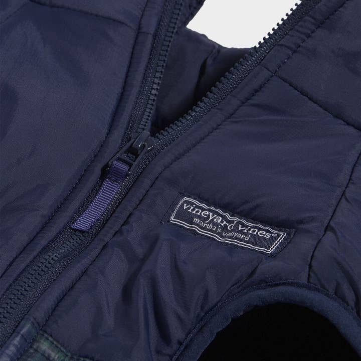 Found My Animal - Wholesale Pet Jacket - Dog - Vineyard Vines X Fma Pet Puffer Jacket, Blackwatch Nautical