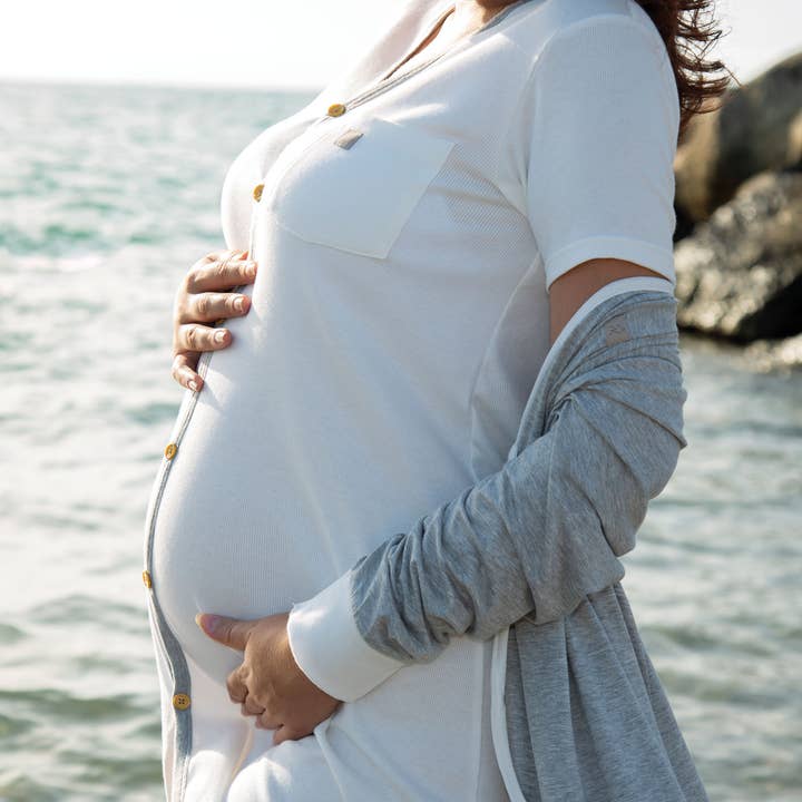 MATERNITY NIGHTDRESS in ribbed organic cotton for wholesale by DILI BEST NATURAL