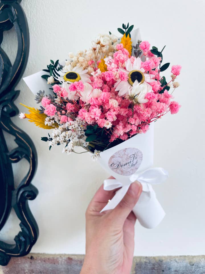 Mini Dried Flower Bouquet / Centerpiece Dried Flowers Dried Bouquet Floral Arrangement Handmade Bouquet Flowers Gift For Her Home Decor for wholesale by DemiVi Style