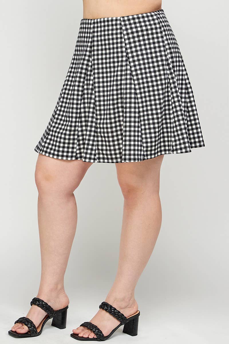Haute Fox Plus Size & Contemporary - Wholesale Skirt - Women's - Plus Size Skirt A Line Gingham Check Print - KY18000-SK1