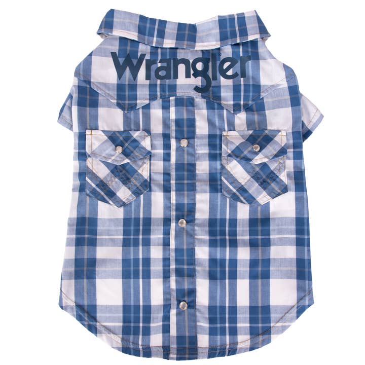 Lexington Pet & Wrangler Pet - Vente Chemise – chien - Chemise à carreaux Wrangler à poches à pression Bleu Multi