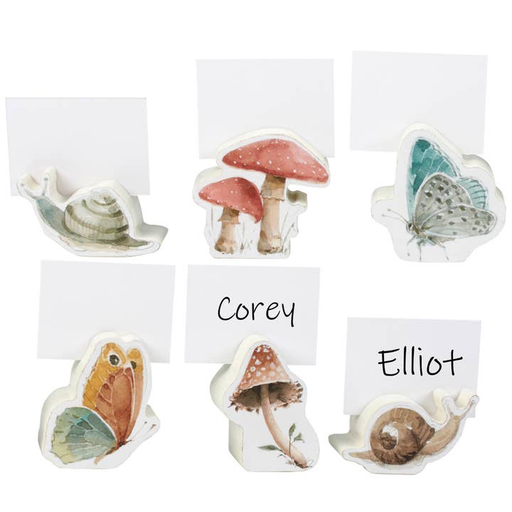 Primitives by Kathy - Wholesale Place Card / Place Holder - Mushrooms Place Card Holder Set