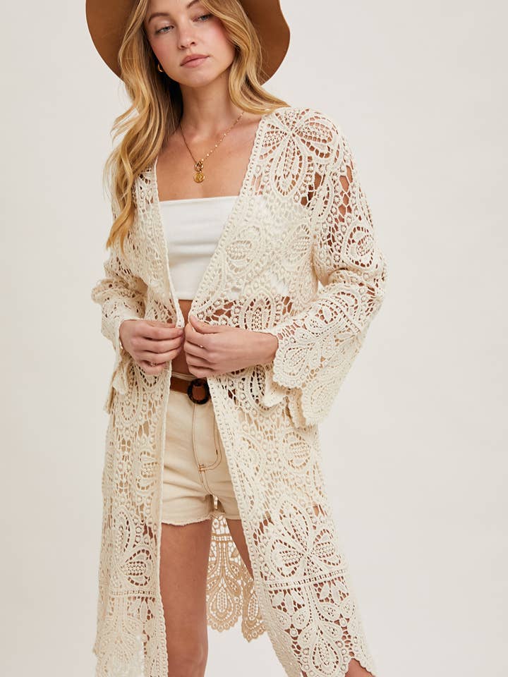 Bluivy – Engroshandel Cardigan - Dame – Bluivy hæklede cardigan med åbent front og klokkeærmer11