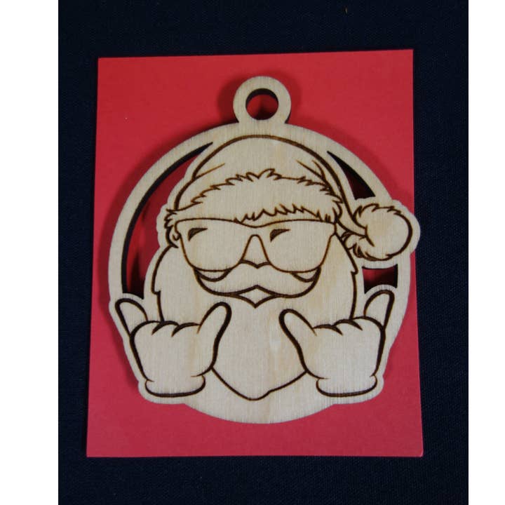 Shaka Santa Christmas Keepsake Ornament for wholesale by Aloha Cuts