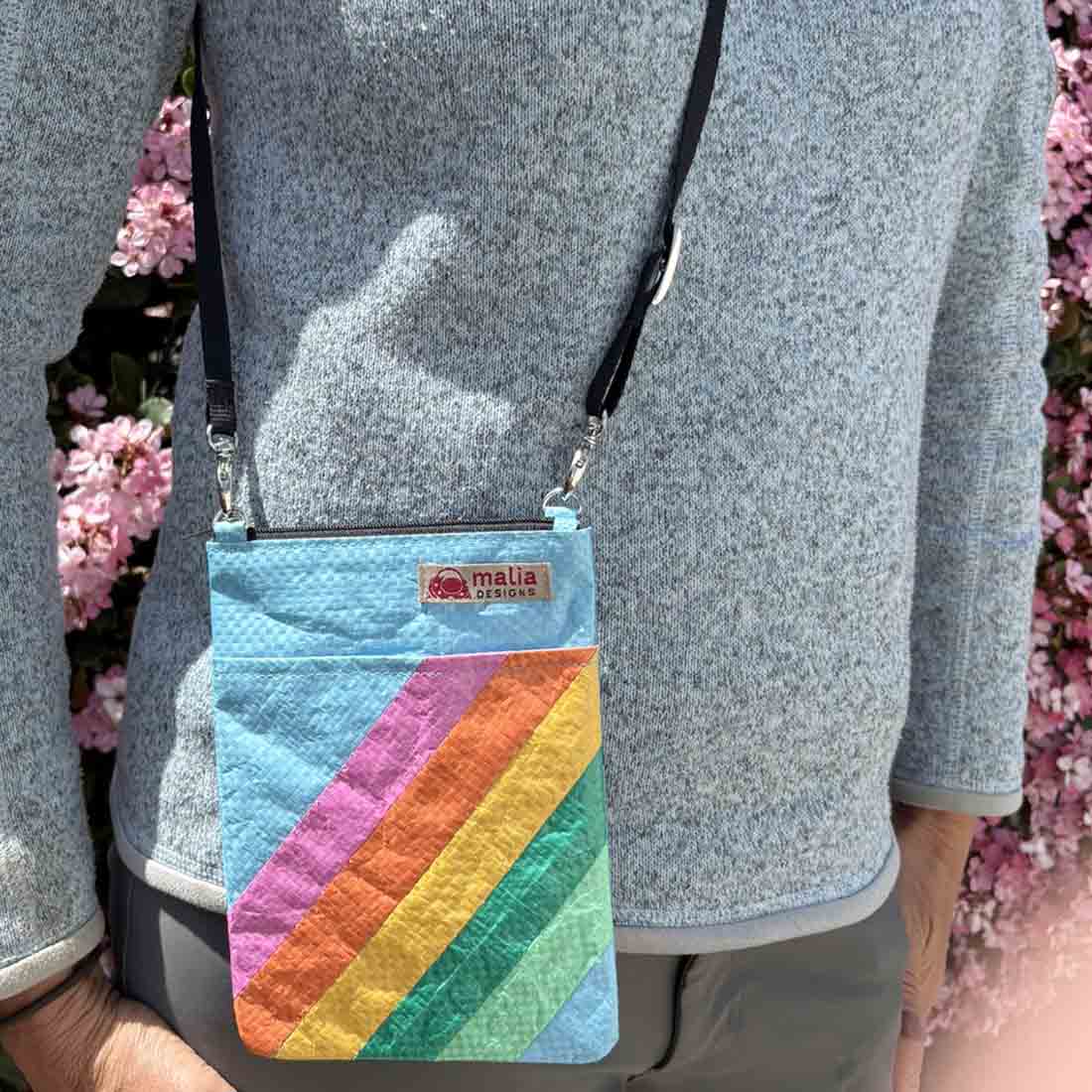 Malia Designs - Wholesale Crossbody Bag - Women's - Mini Recycled Phone Crossbody Bag - Rainbow Stripes1
