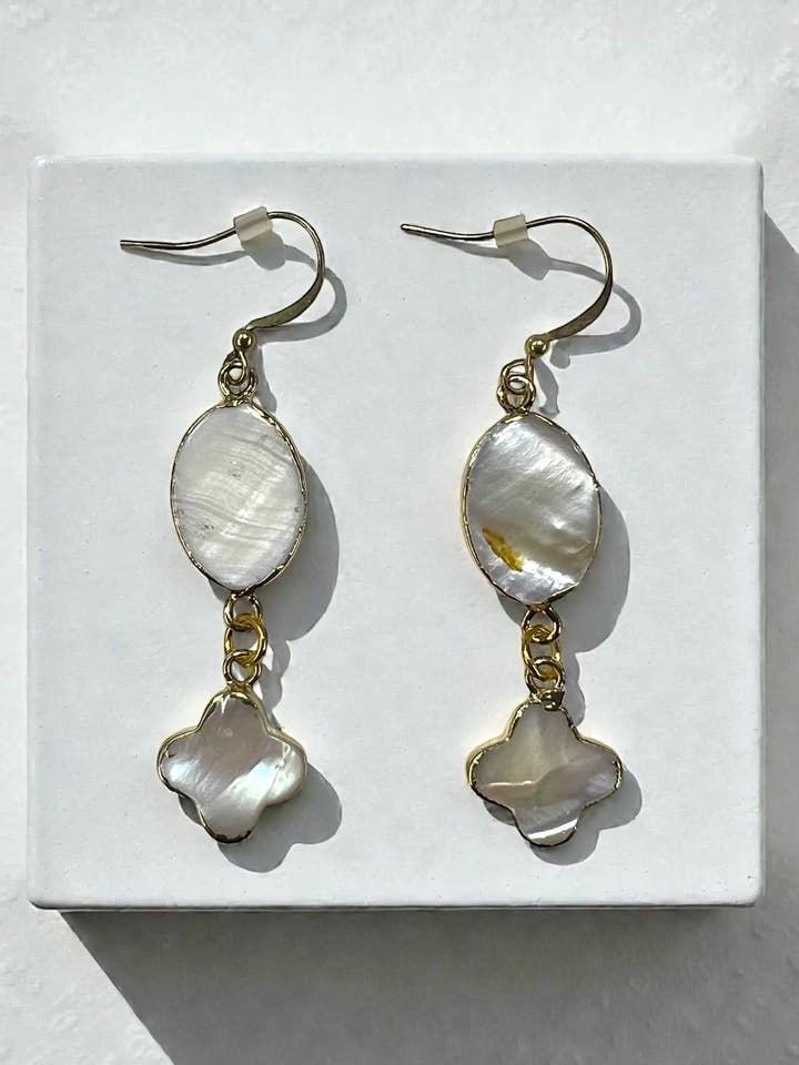Mother of Pearl Clover Earring for wholesale by Ava Capri