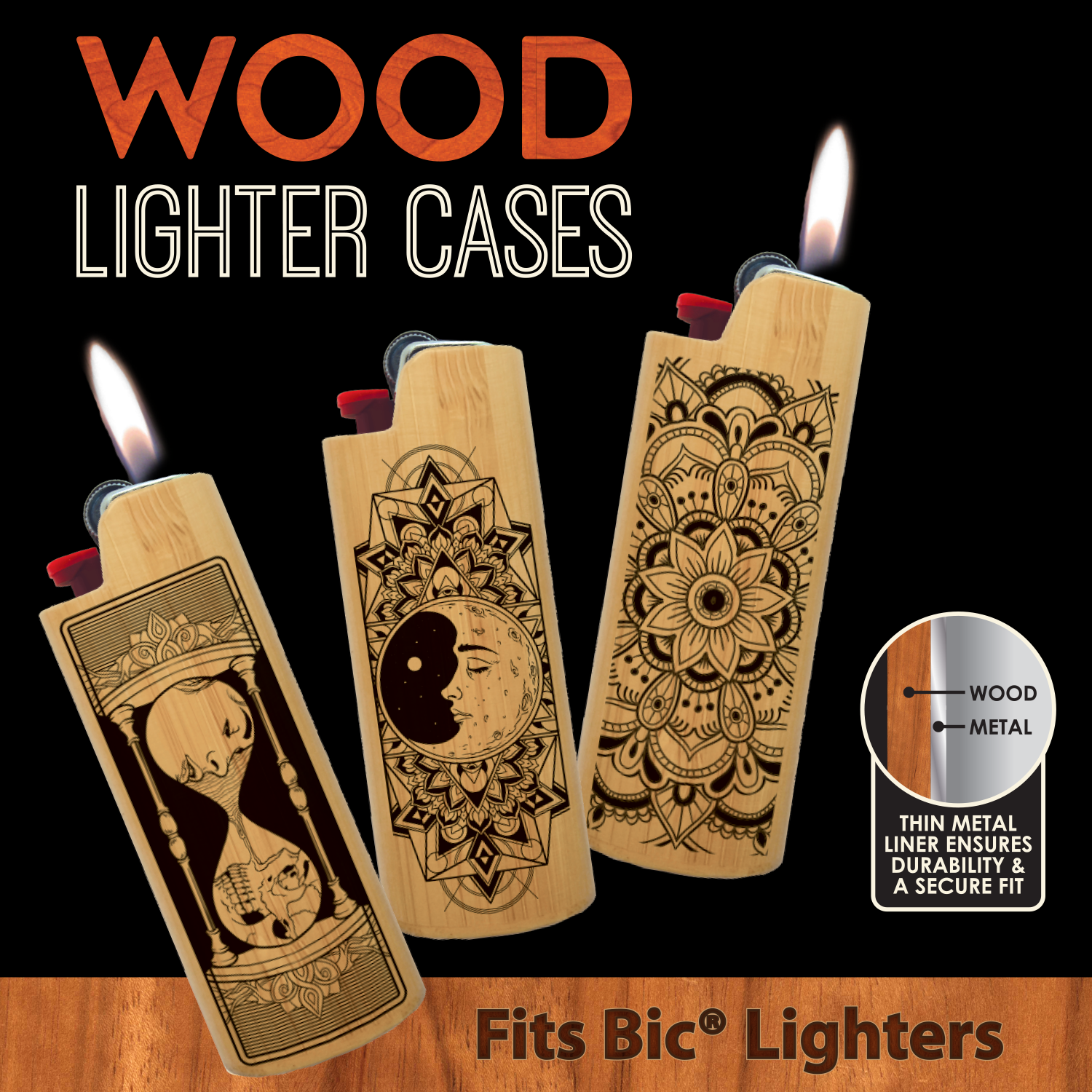 Novelty Brands - Wholesale Lighter - Smokezilla Wooden Lighter Case Assortment - 12/Display1