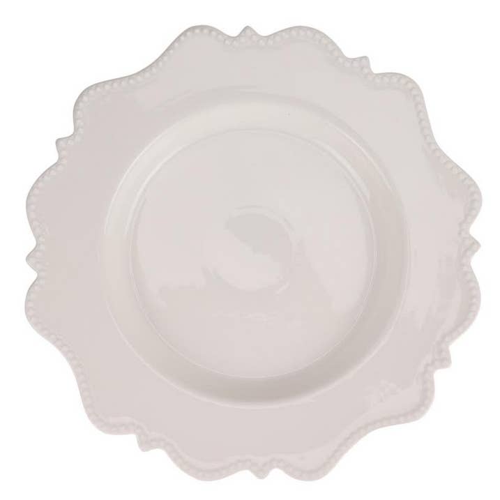 The Enchanted Home - Wholesale Charger Plate - IVORY BEADED SCALLOPED CHARGER