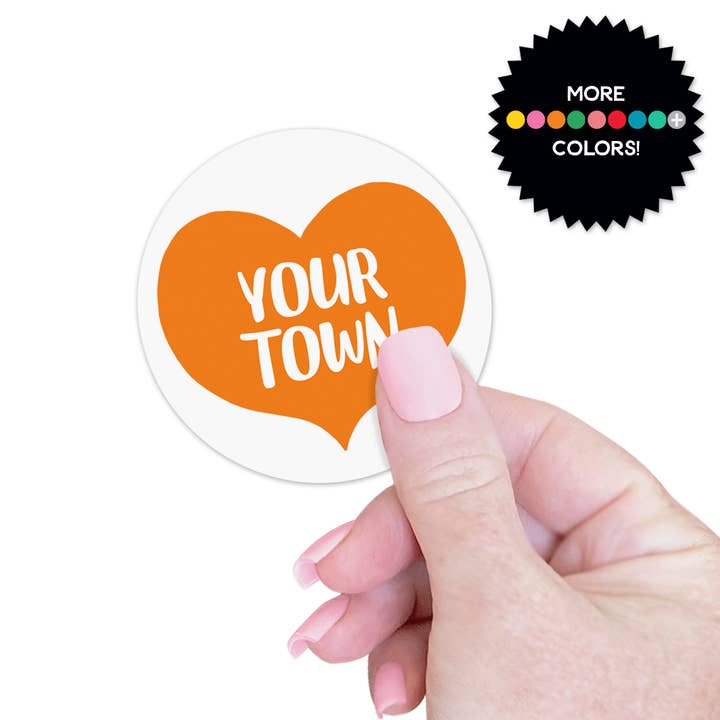 Adesivo personalizzato con città, grande cuore per la vendita all'ingrosso da parte di Rock Scissor Paper