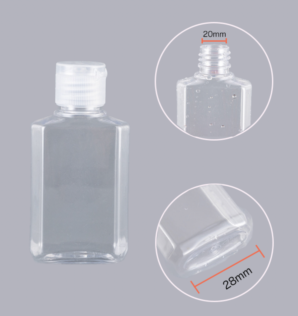 Terre & Eau Personal Care - Wholesale Travel Container - Clear Plastic Travel Sanitizer Bottles 60ml3