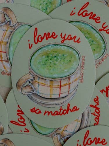 Matcha "I love you so matcha" Sticker for wholesale by artxnikki