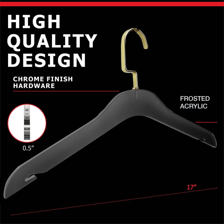 DesignStyles Home - Wholesale Clothes Hangers - Simply Brilliant Pack of 10 Black Frosted Acrylic Hangers1