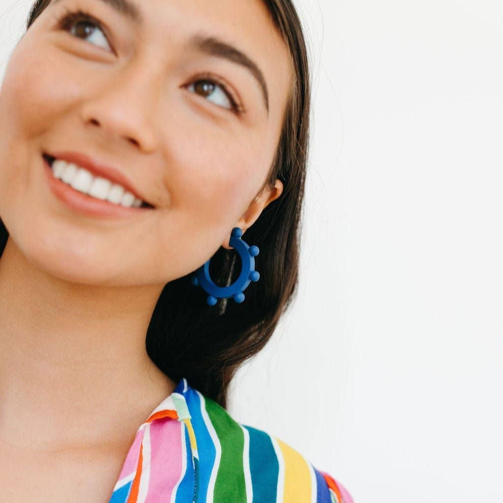 Sunshine Tienda - Wholesale Hoop Earrings - Navy Bead Hoops2