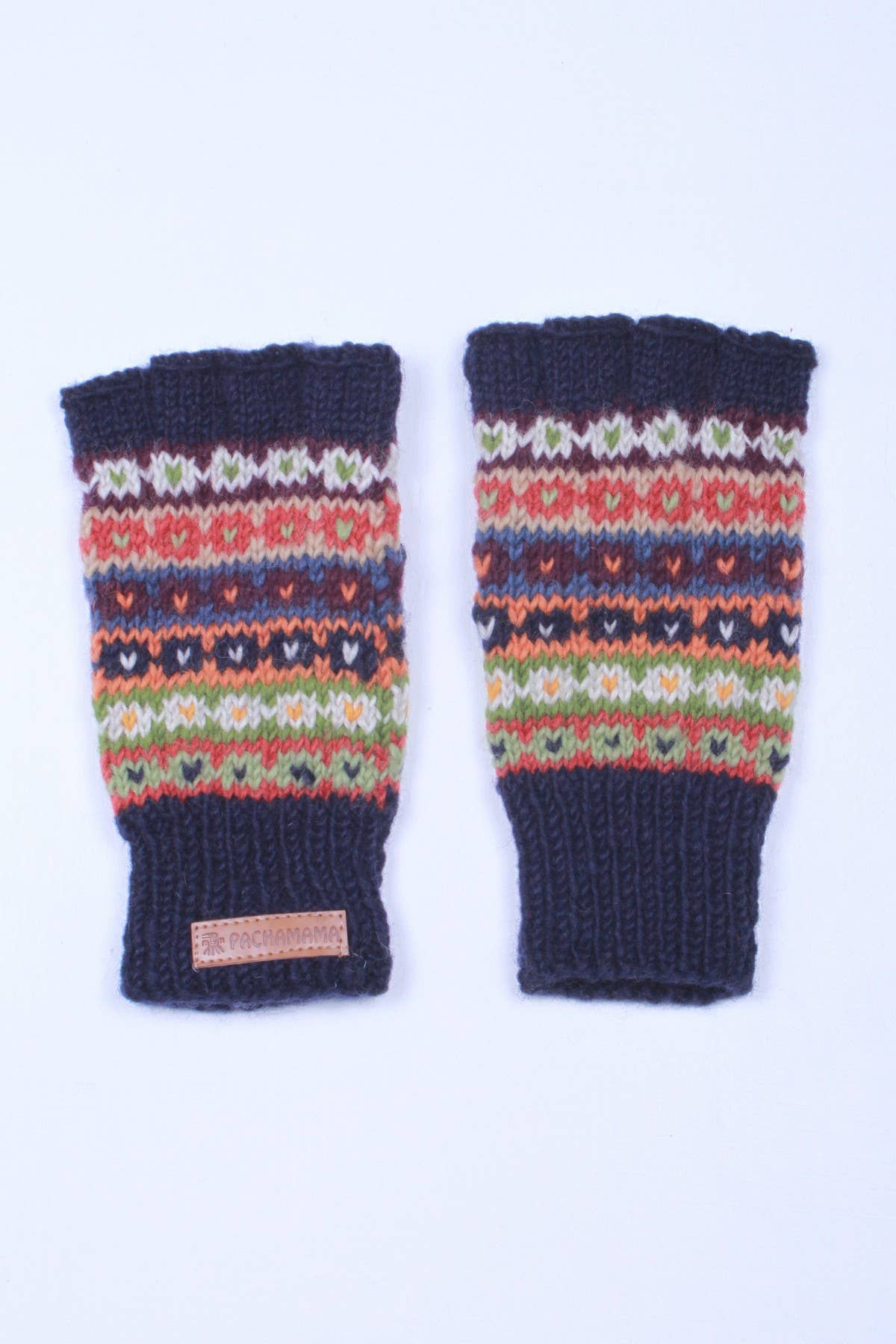 Un color Colorado - Guantes sin dedos de punto Fair Isle azul oscuro para mujer de venta al por mayor en Faire1