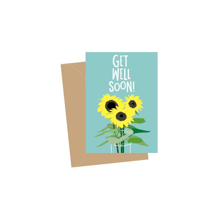 Mini Get Well Sunflowers, Folded Enclosure Cards for wholesale by Apartment 2 Cards