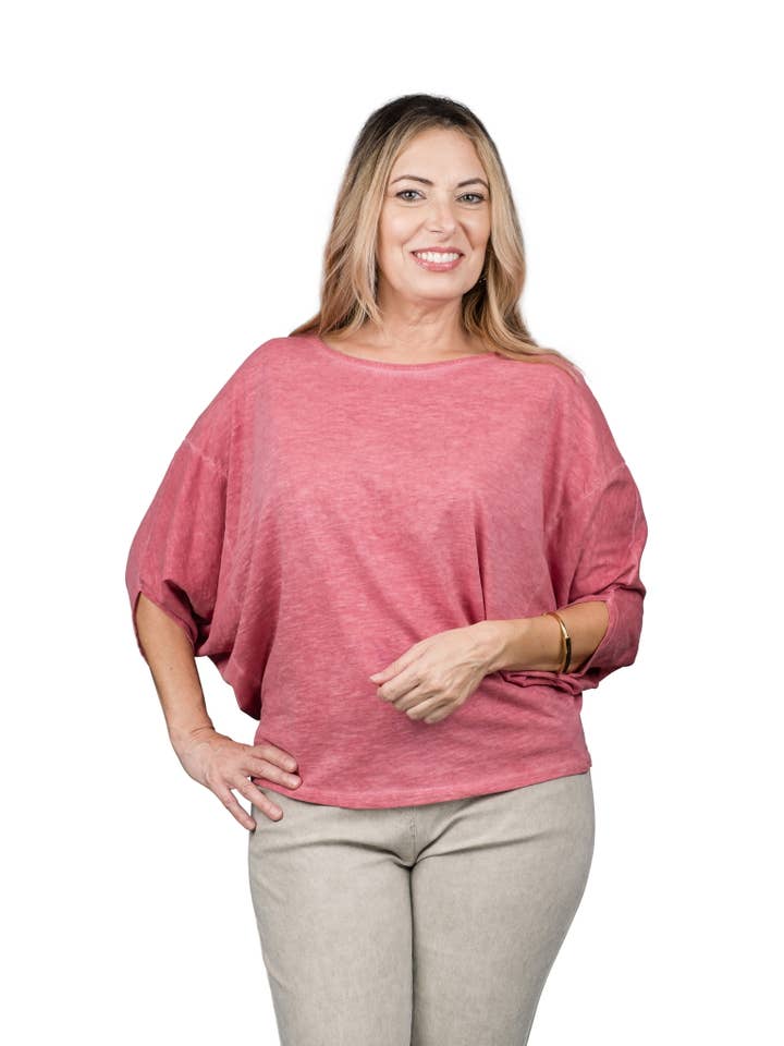 TINA Stephens Italy/Tees By Tina - Wholesale T-Shirt - Women's - Omaria Batwing Crop Top (BSS171)2