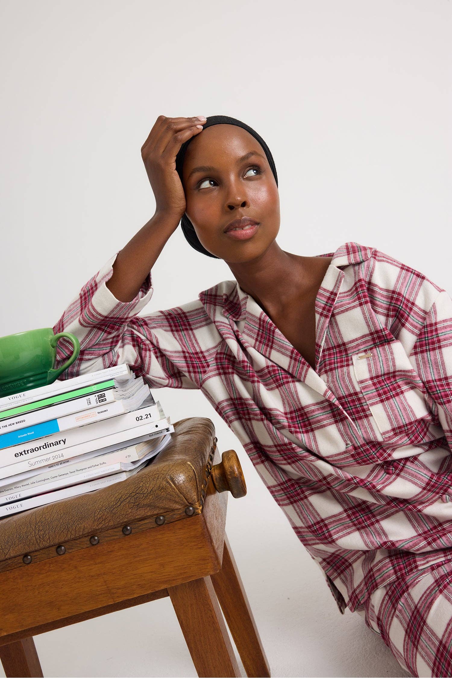 Plaid Long Pyjama Set in Stone for wholesale on Faire8