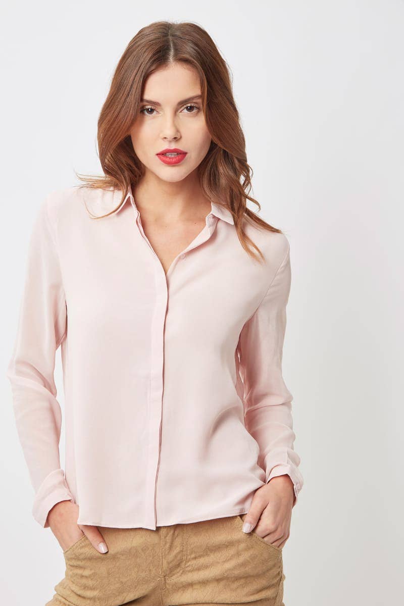 Rosa Camicia plissettata con colletto classico - RIF H15025 in vendita all'ingrosso su Faire0
