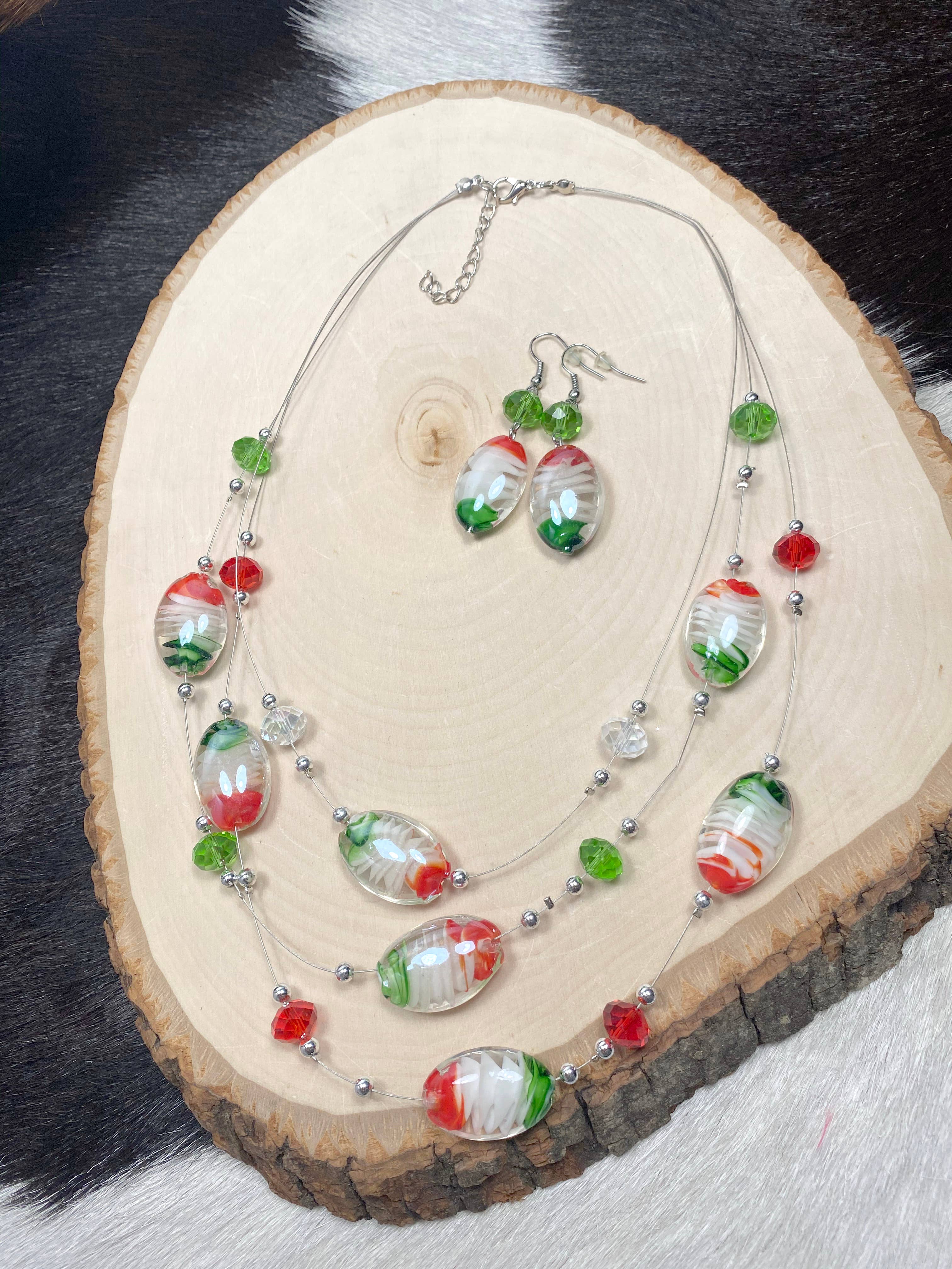 Fiona Accessories - Wholesale Jewelry Set - Necklace Earring set Illusion Lampwork Beaded0