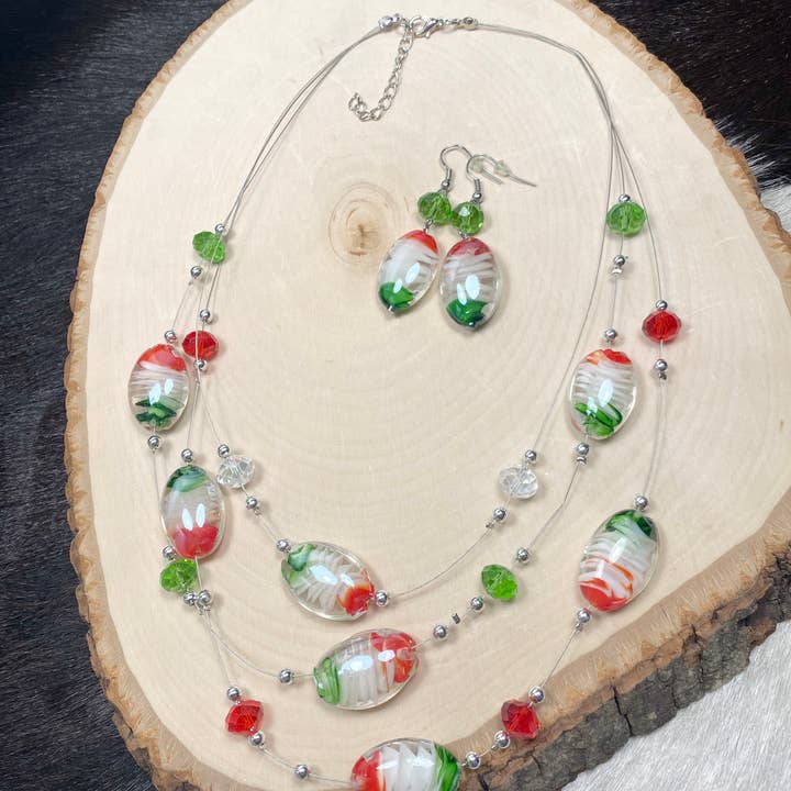 Fiona Accessories - Wholesale Jewelry Set - Necklace Earring set Illusion Lampwork Beaded