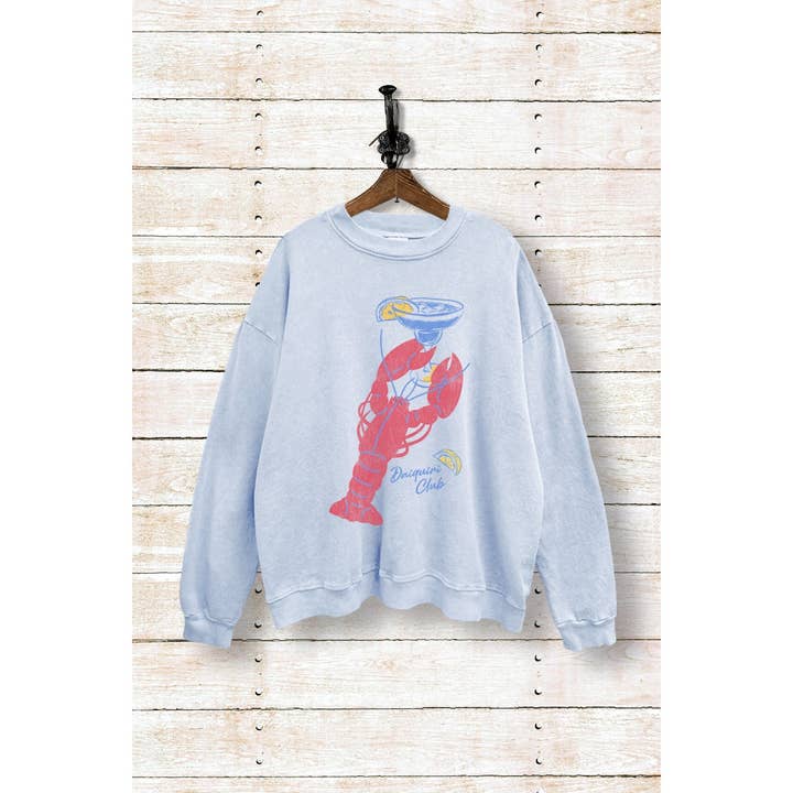 Vintage Point - Wholesale T-Shirt (Graphic) - Women's - SWD385-P7220 LOBSTER WITH A COCKTAIL MINERAL WASH SWEATSHIRT