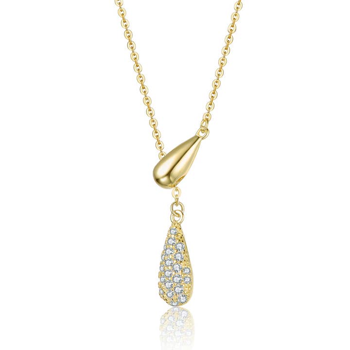Sterling Silver Gold Plated Cubic Zirconia Necklace(100443) for wholesale by Genevive