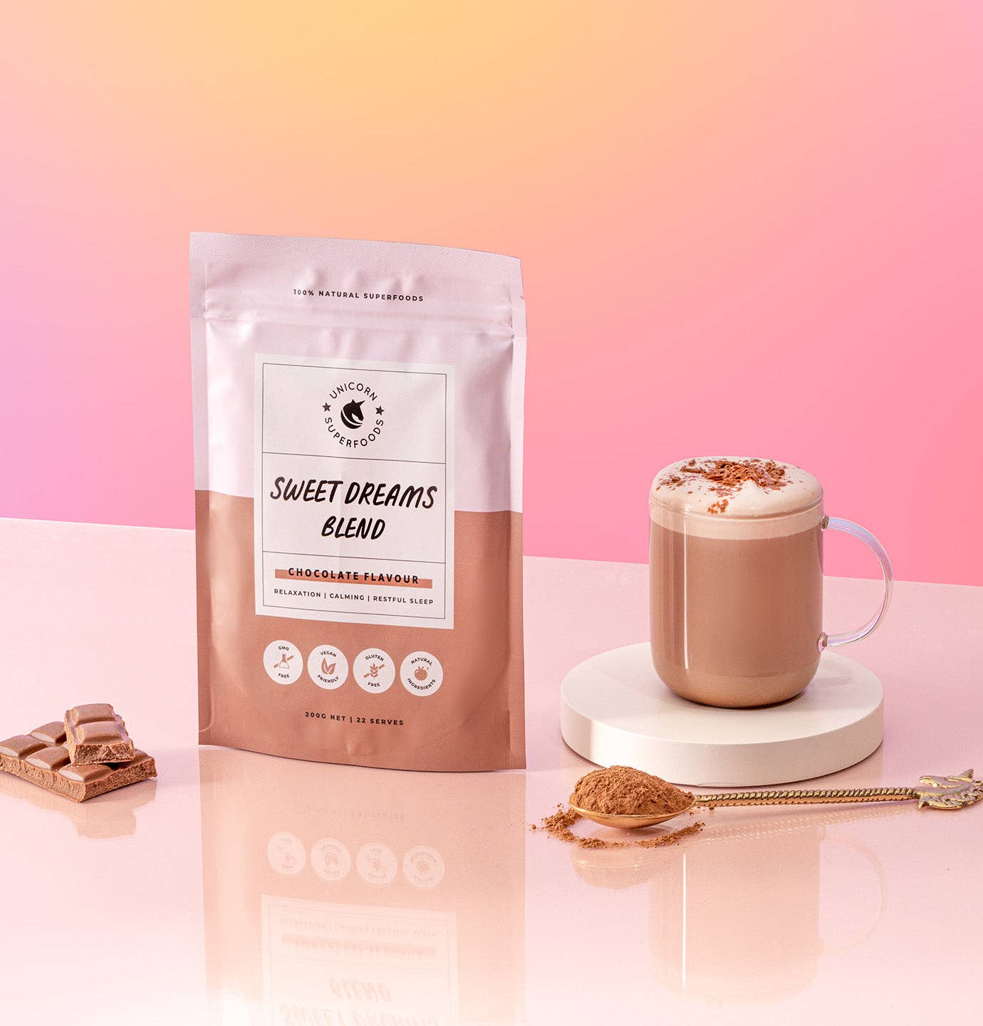 Unicorn Superfoods - Wholesale Proteïne/superfoodpoeder - Sweet Dreams Mix - Kalmerende Chocoladedrank voor Rustige Slaap1