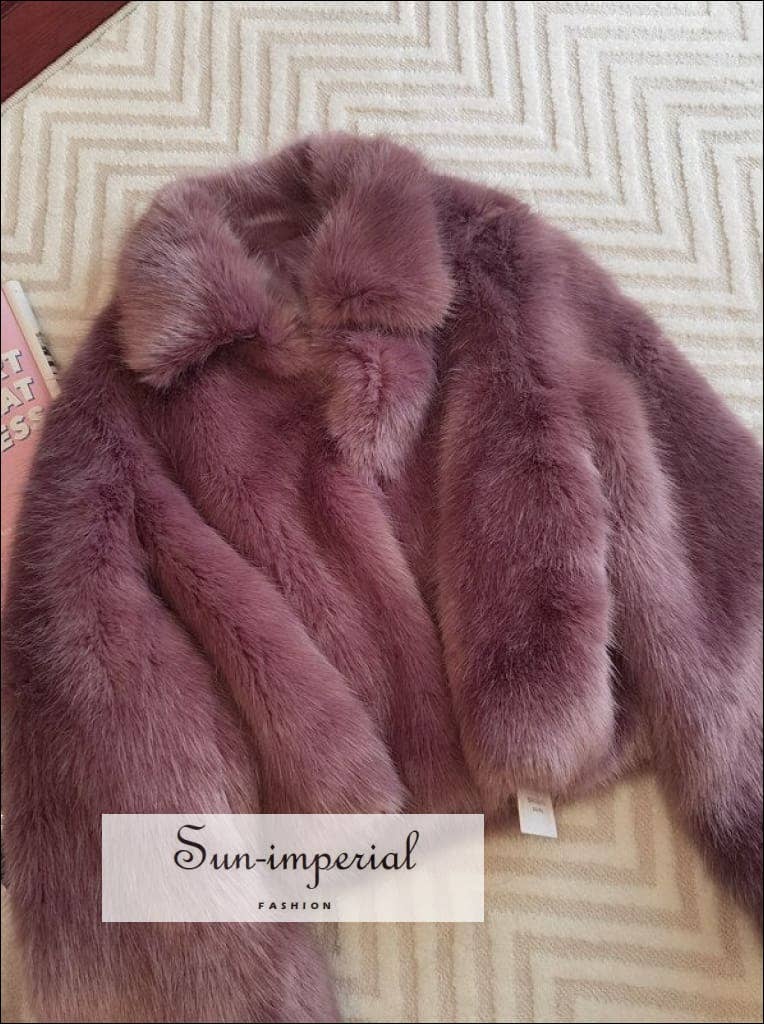 Sun Imperial - Wholesale Fur/Faux Fur Coat - Women's - Purple Shaggy Women Faux Fur Jacket Mini Length Coat6