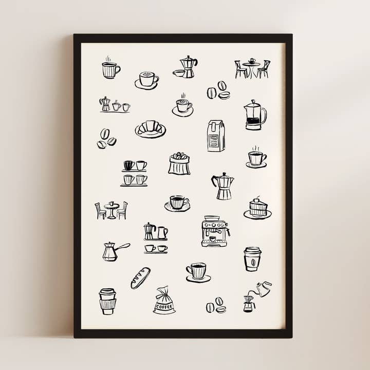 Coffee Table In Black Wall Art Print for wholesale by Alluvion